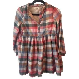Mini Boden Dress Plaid Ruffle Collar 11-12Y Multicolor Girls